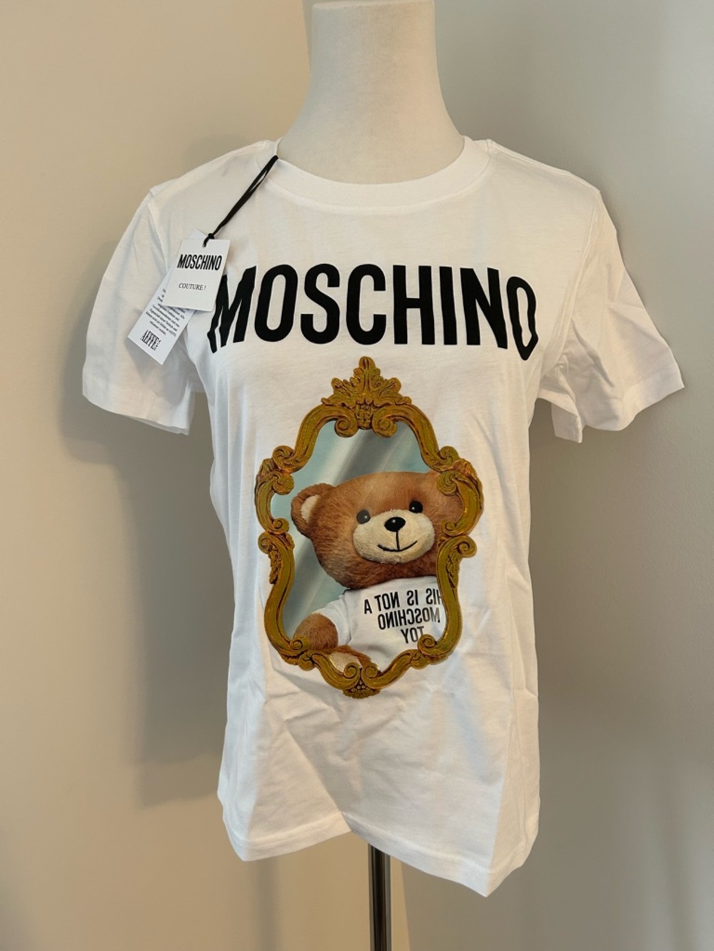 Authentic Moschino cotton mirror teddy bear size 40 slim fit